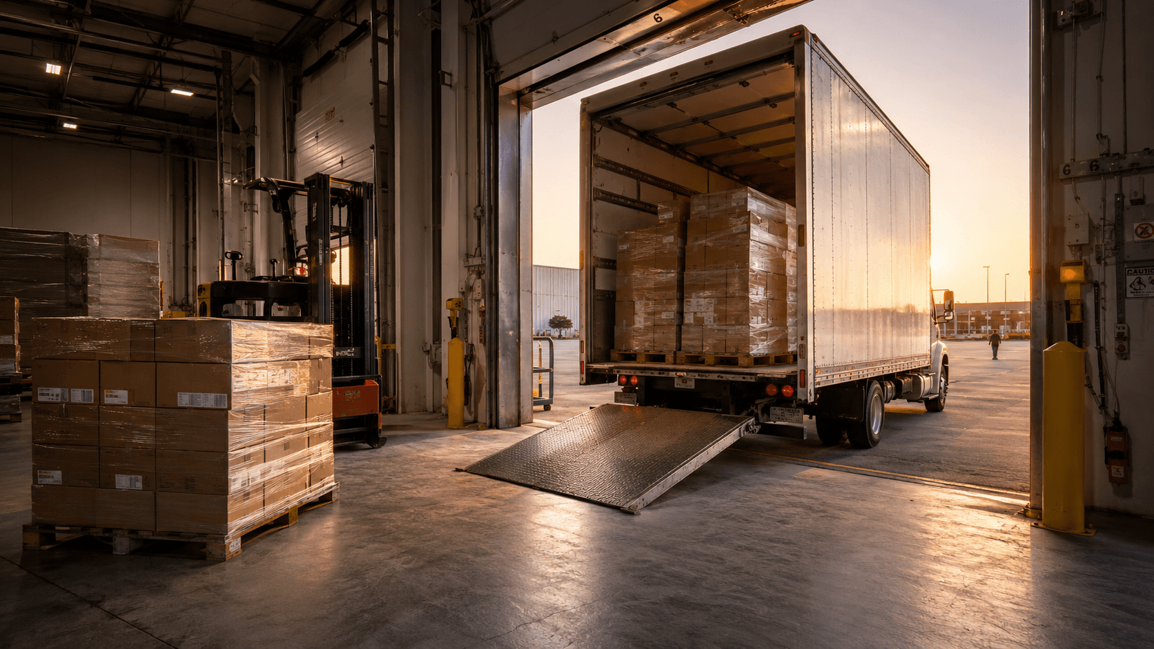 Dispatch loading dock as outbound trucks are staged and loaded